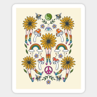 Hippie Flower People Magnet